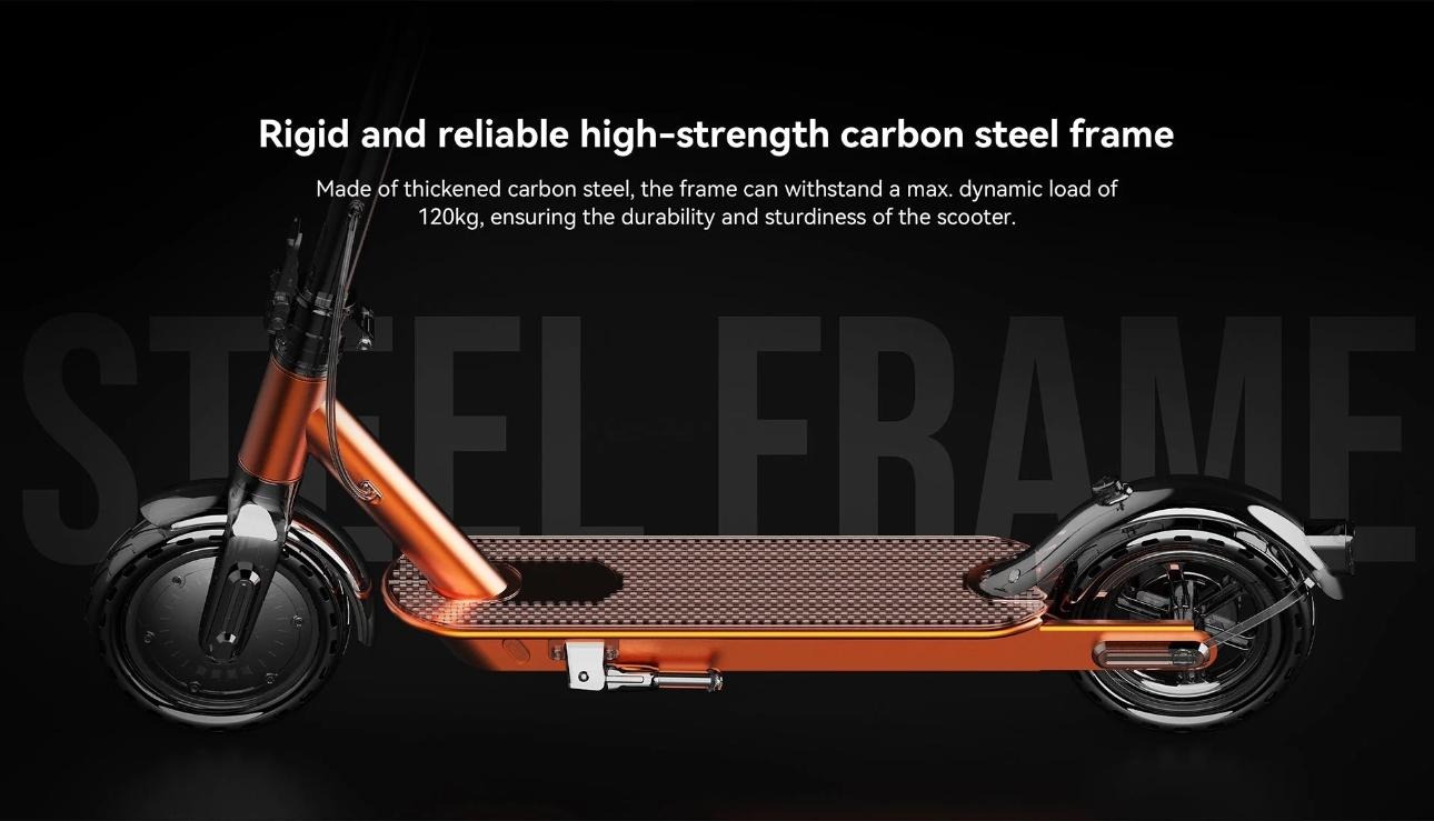 Kingsong E1 — châssis acier carbone haute résistance supportant jusqu'à 120 kg de charge dynamique