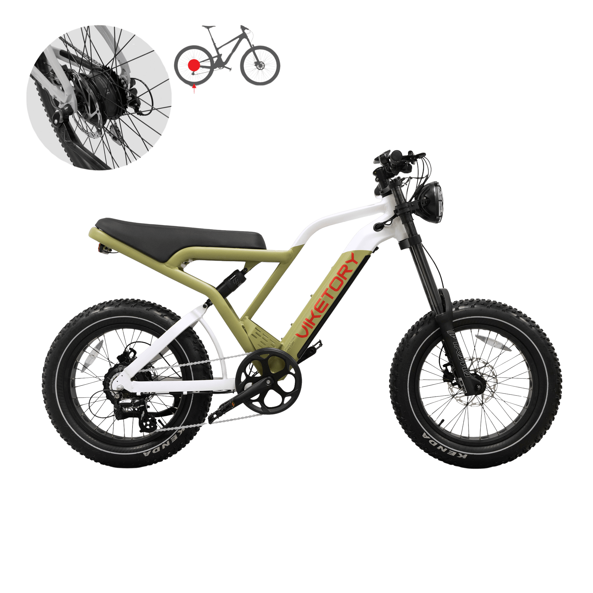 Fatbike électrique Viketory Commando coloris kaki olive blanc